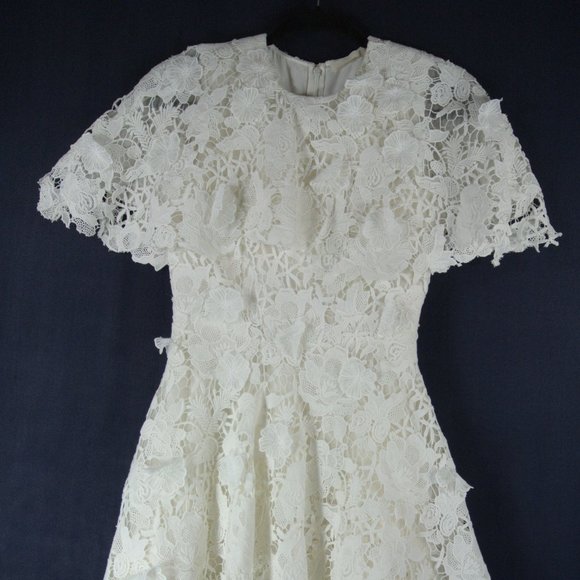 NWT Jason Wu Collection Floral Guipure Lace Cape Minidress in white size 2 #1128 - Picture 7 of 13